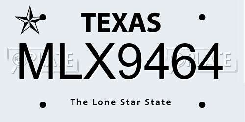 MLX9464 Texas License Plate