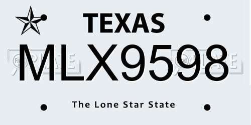 MLX9598 Texas License Plate