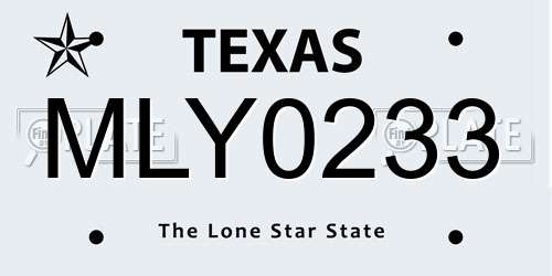 MLY0233 Texas License Plate