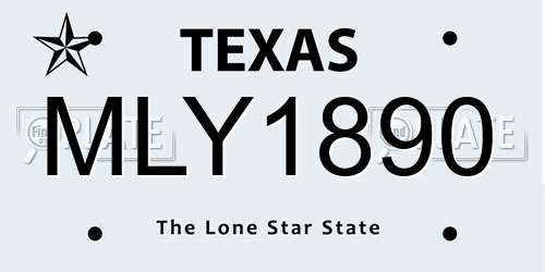 MLY1890 Texas License Plate