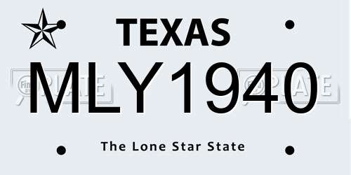 MLY1940 Texas License Plate