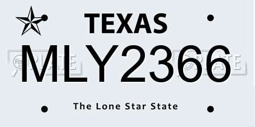 MLY2366 Texas License Plate