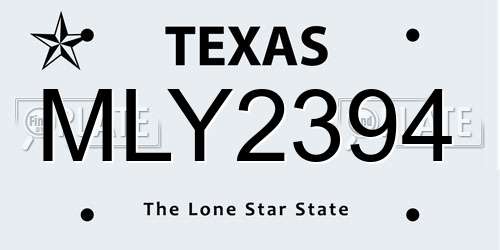 MLY2394 Texas License Plate