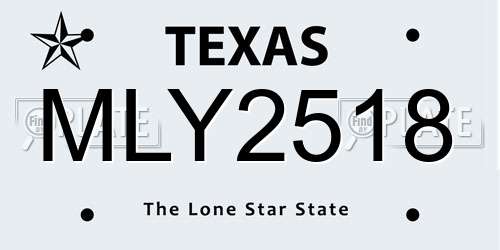 MLY2518 Texas License Plate