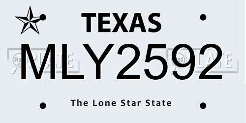MLY2592 Texas License Plate