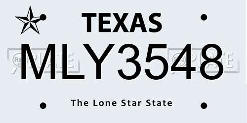 MLY3548 Texas License Plate