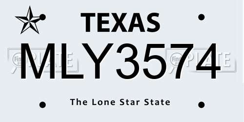 MLY3574 Texas License Plate