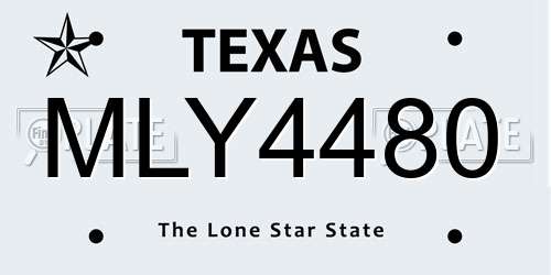 MLY4480 Texas License Plate