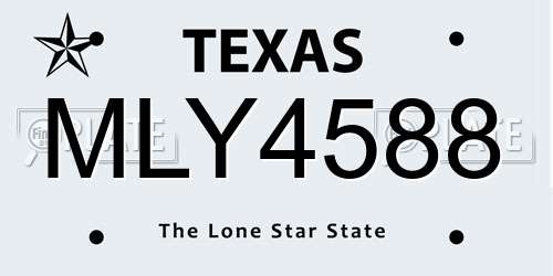 MLY4588 Texas License Plate