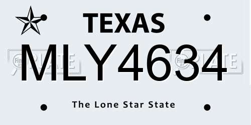 MLY4634 Texas License Plate