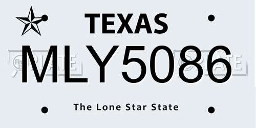 MLY5086 Texas License Plate