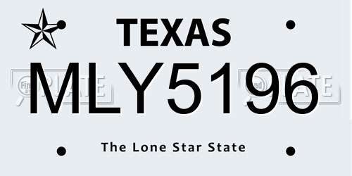 MLY5196 Texas License Plate