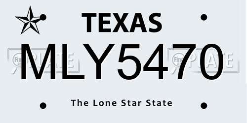 MLY5470 Texas License Plate