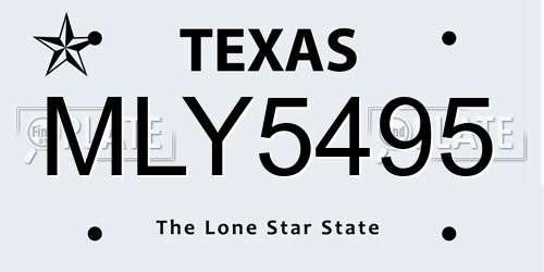 MLY5495 Texas License Plate