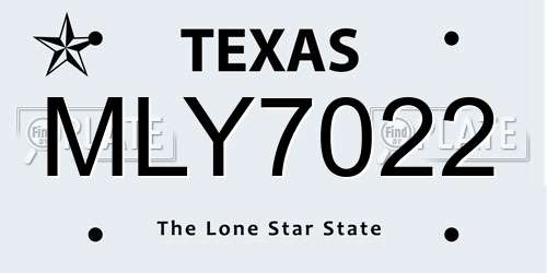 MLY7022 Texas License Plate