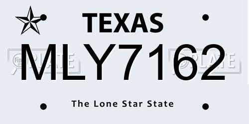 MLY7162 Texas License Plate
