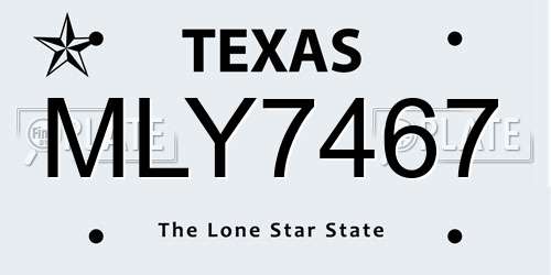 MLY7467 Texas License Plate