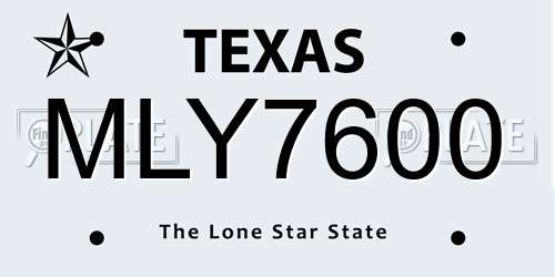 MLY7600 Texas License Plate
