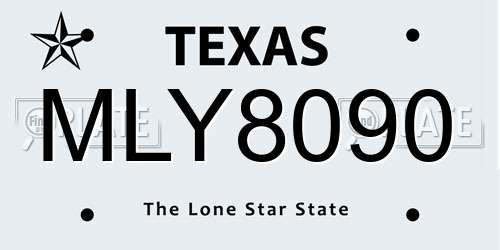 MLY8090 Texas License Plate