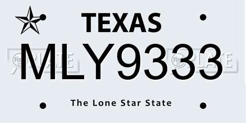 MLY9333 Texas License Plate