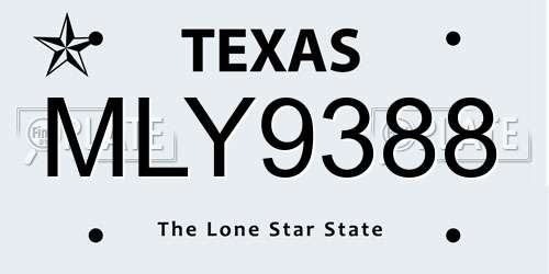 MLY9388 Texas License Plate