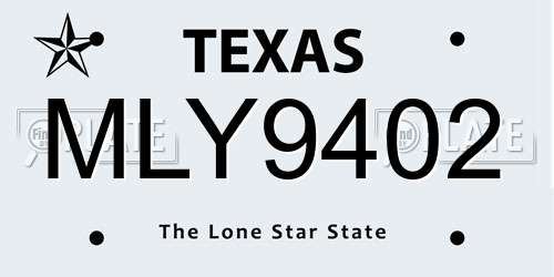 MLY9402 Texas License Plate