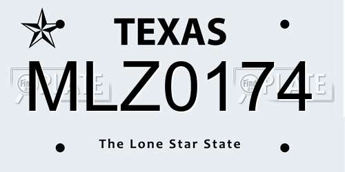 MLZ0174 Texas License Plate