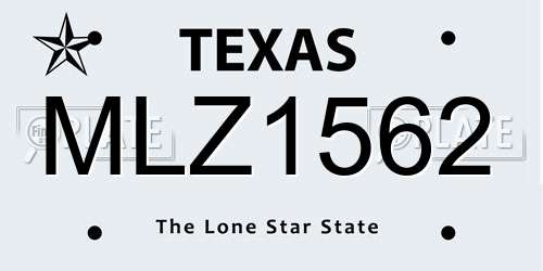 MLZ1562 Texas License Plate