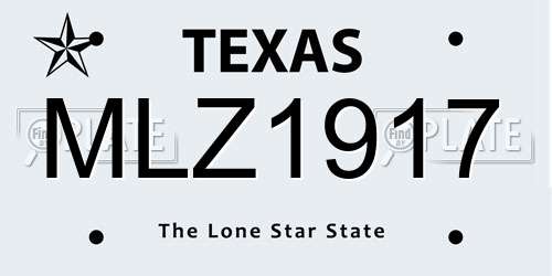 MLZ1917 Texas License Plate