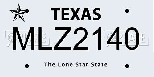 MLZ2140 Texas License Plate