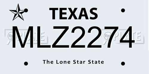 MLZ2274 Texas License Plate