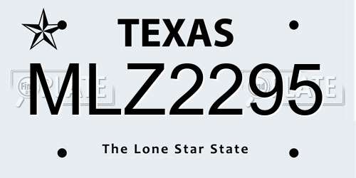 MLZ2295 Texas License Plate