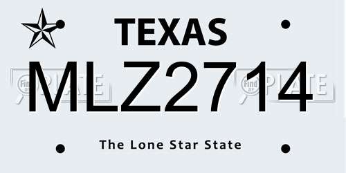 MLZ2714 Texas License Plate