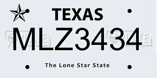 MLZ3434 Texas License Plate