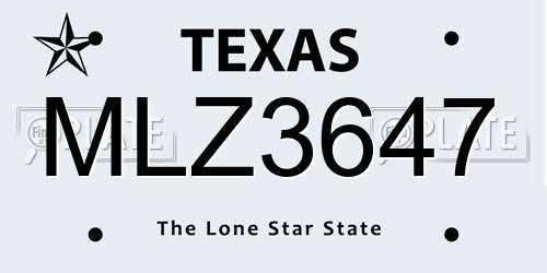 MLZ3647 Texas License Plate