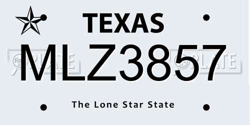 MLZ3857 Texas License Plate