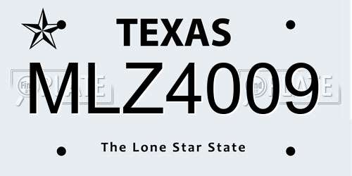 MLZ4009 Texas License Plate