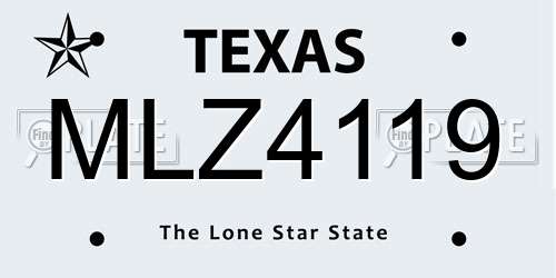 MLZ4119 Texas License Plate
