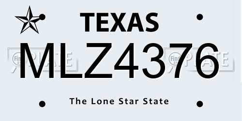 MLZ4376 Texas License Plate