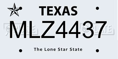MLZ4437 Texas License Plate