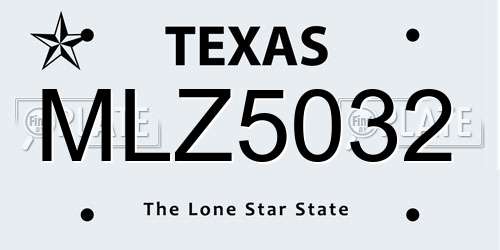 MLZ5032 Texas License Plate