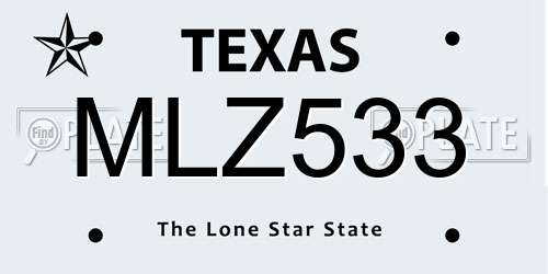 MLZ533 Texas License Plate