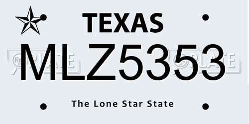 MLZ5353 Texas License Plate