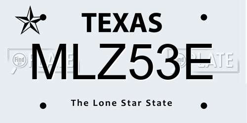 MLZ53E Texas License Plate