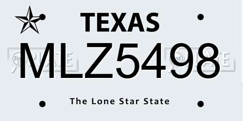 MLZ5498 Texas License Plate