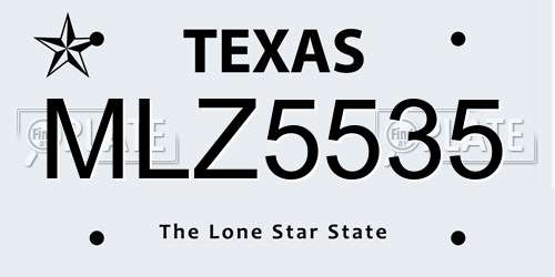 MLZ5535 Texas License Plate
