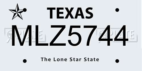 MLZ5744 Texas License Plate