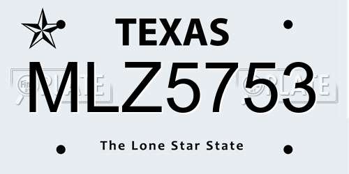 MLZ5753 Texas License Plate