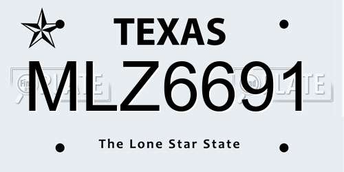 MLZ6691 Texas License Plate