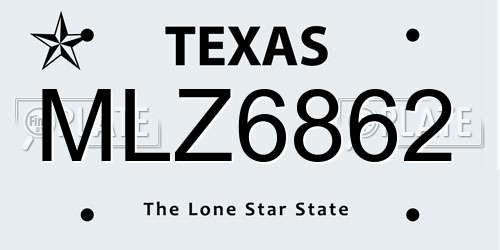 MLZ6862 Texas License Plate
